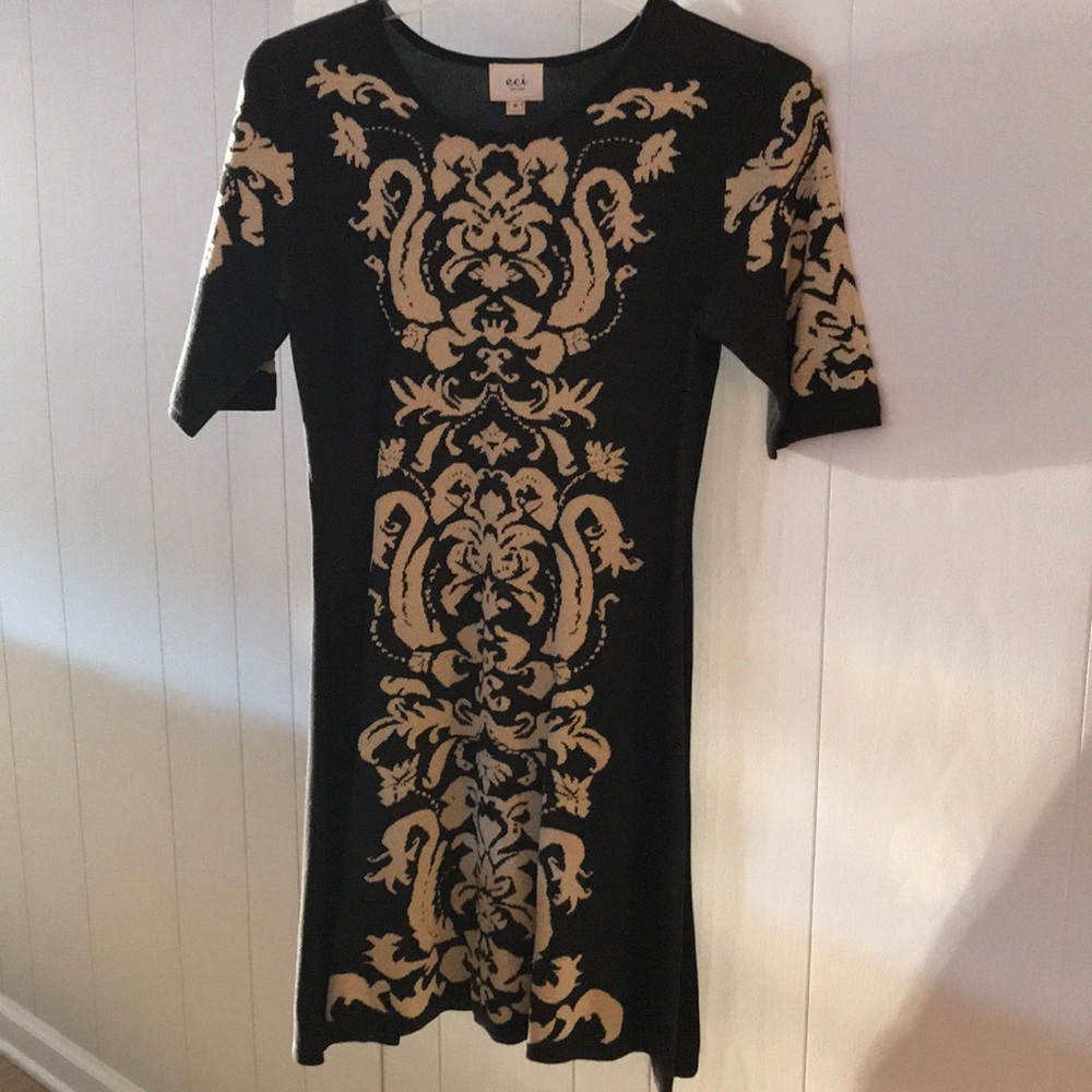eci black & gold dress